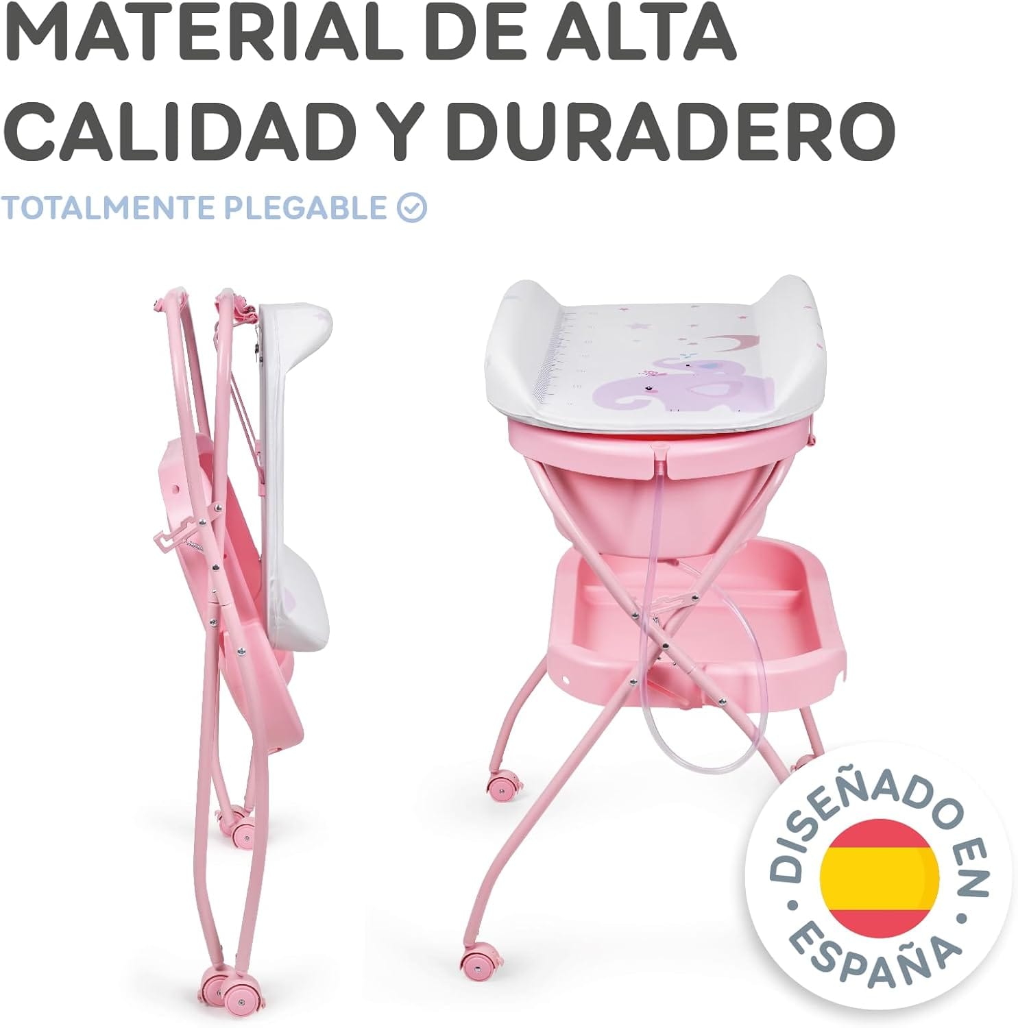 Baignoire et table à langer - pliable et compacte - imperméable et facile à plier - Rose - MS 30308 – Image 2