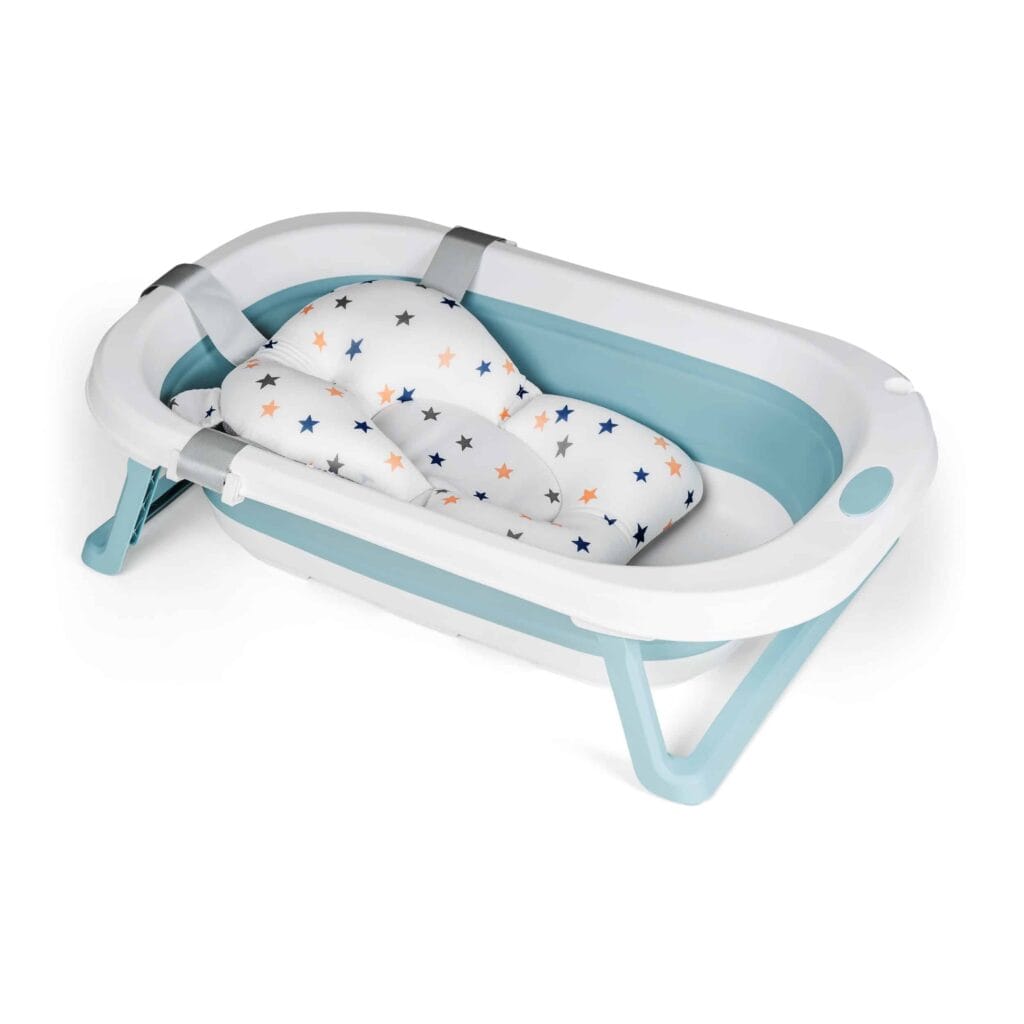 Baignoire bébé pliable avec coussin de bain bleu - Ms