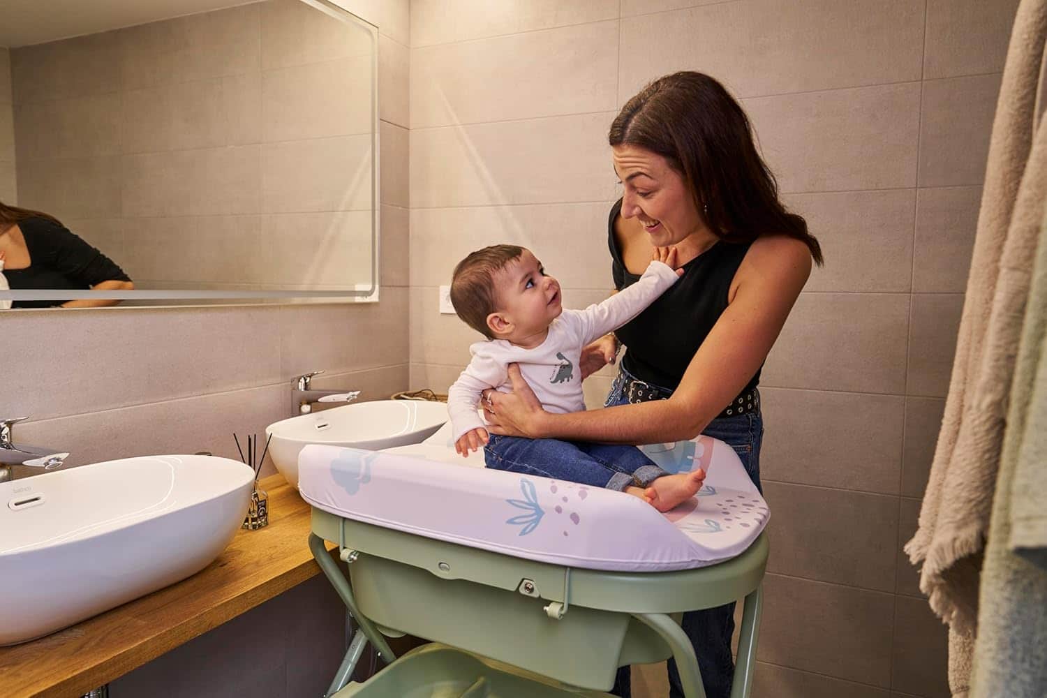 Baignoire et table à langer - pliable et compacte - imperméable et facile à plier - Rose - MS 30308 – Image 7