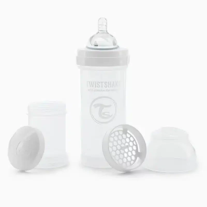 Biberon Anti-Colique Twistshake 260ml 2M+ - Blanc