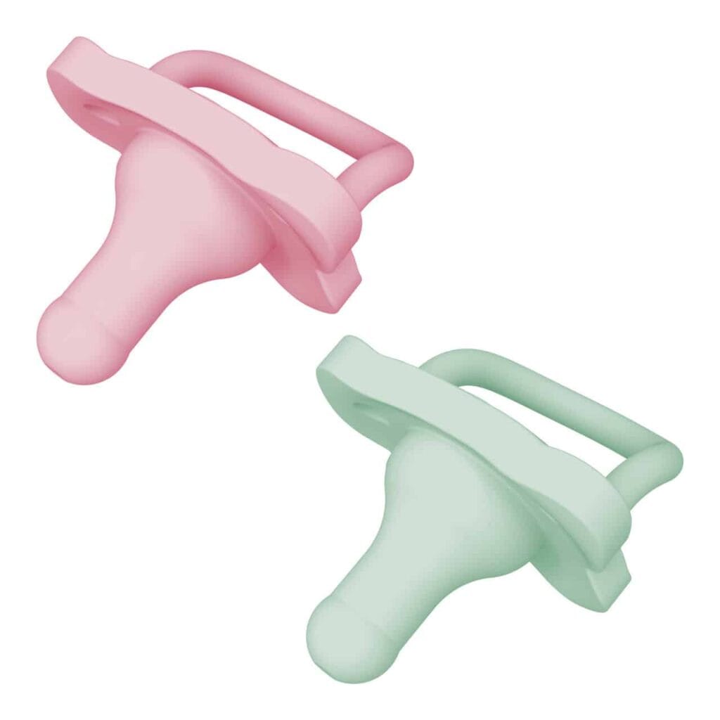 Sucette Monobloc en Silicone HappyPaci 0-6m Rose et Vert -2 pack