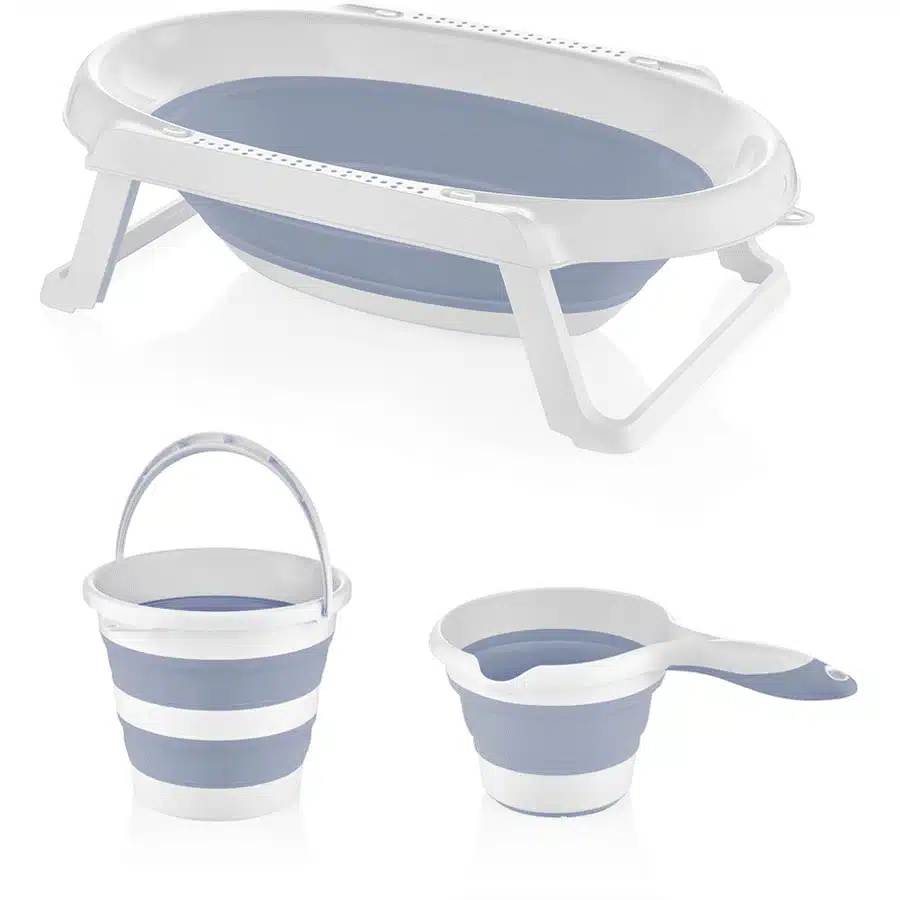 Baignoire pliable + Seau + Verseur - Bleu- Beehome
