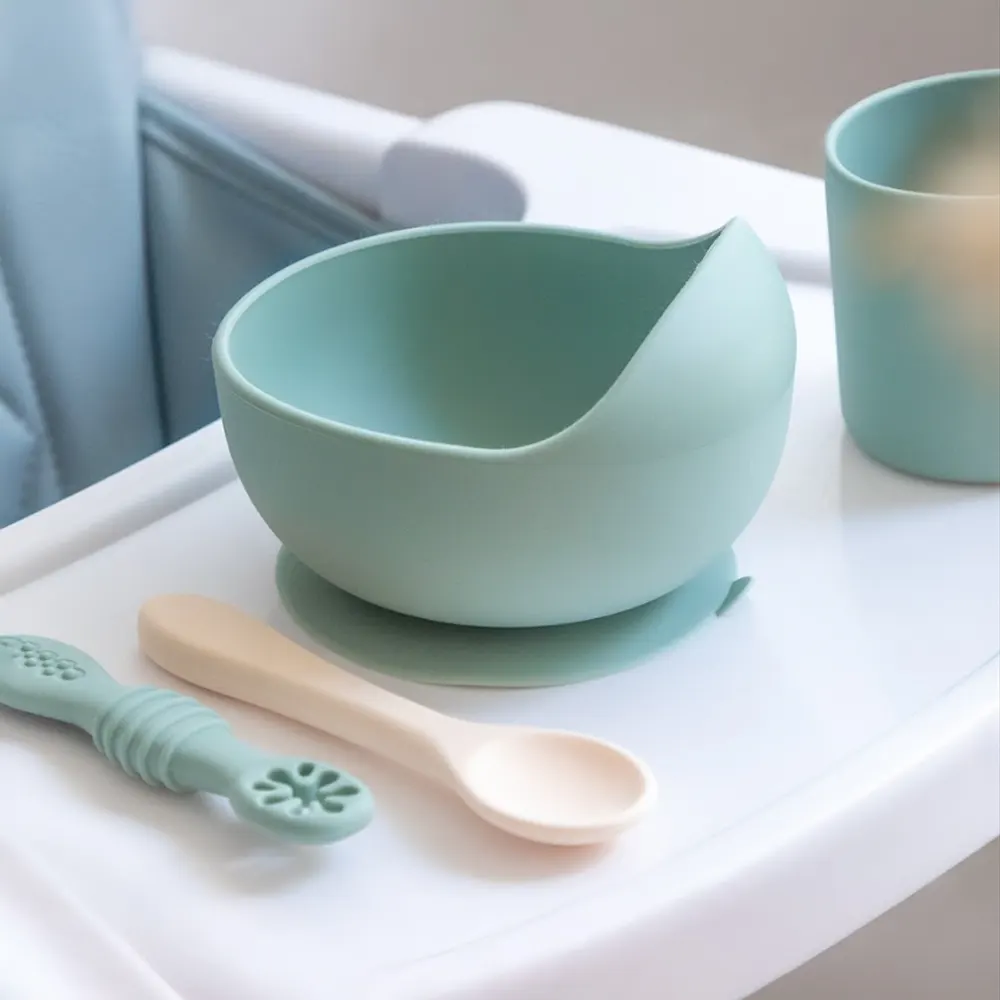 YUMMY Coffret Repas Silicone 4M+ - Vert Pastel – Image 2