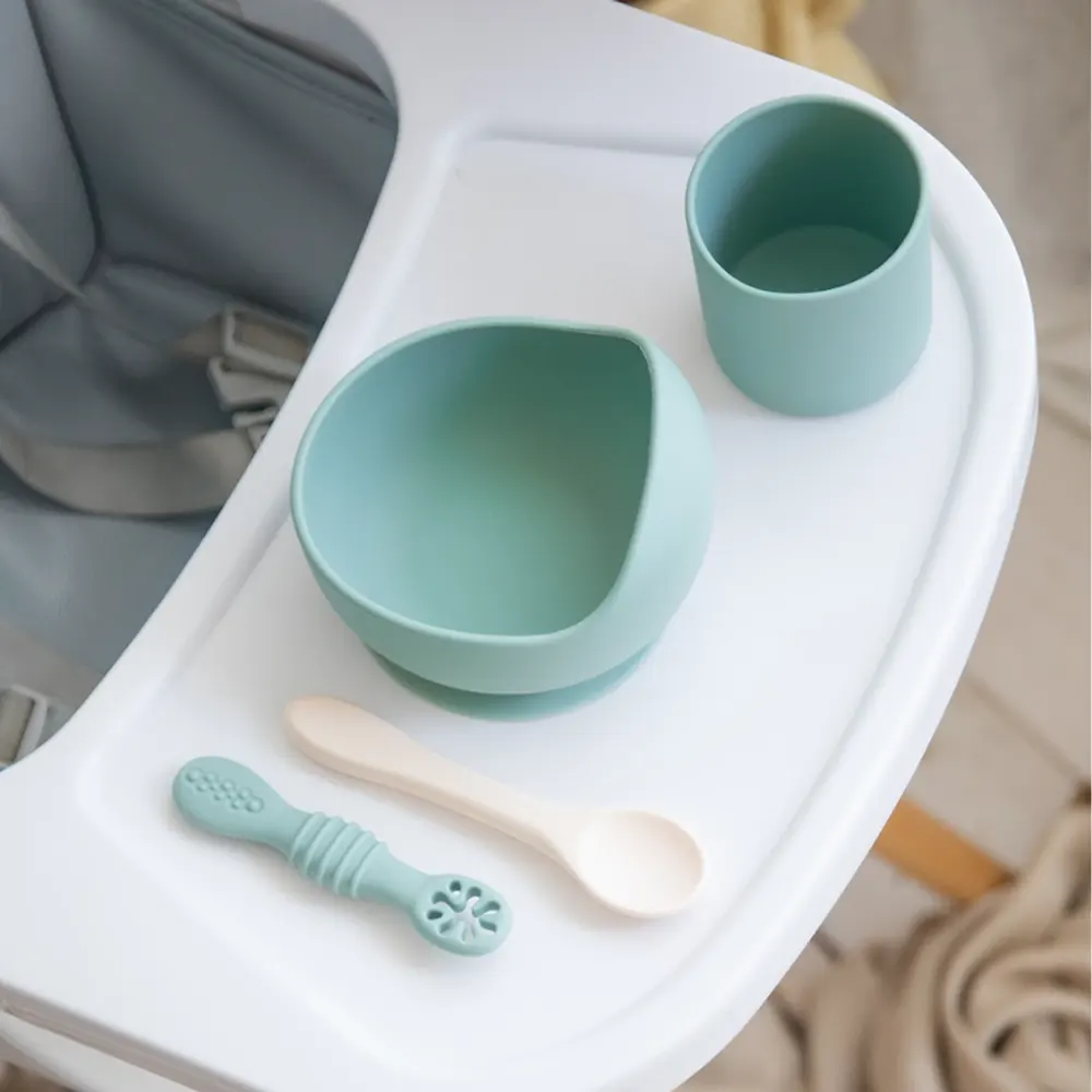 YUMMY Coffret Repas Silicone 4M+ - Vert Pastel – Image 4