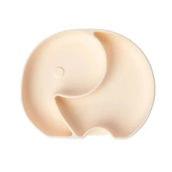 YUMMY Assiette Éléphant en Silicone avec Ventouse 4M+ - Crème