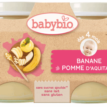 Babybio Petit Pot Banane Pomme 2x130g – Bio dès 4 mois