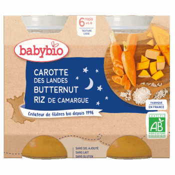 Babybio Carotte Butternut & Riz 2x200g