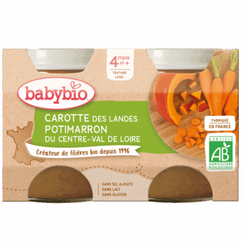 Babybio Carotte Potimarron 2x130g – 4 mois