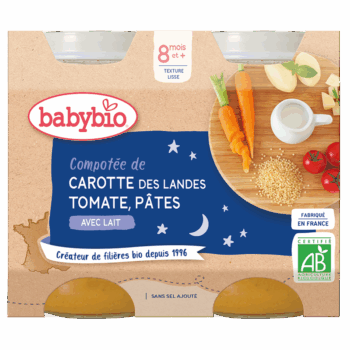 Babybio Carotte Tomate Pâtes 2x200g