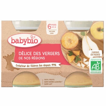 Babybio Délice des Vergers 2x130g – 4 mois