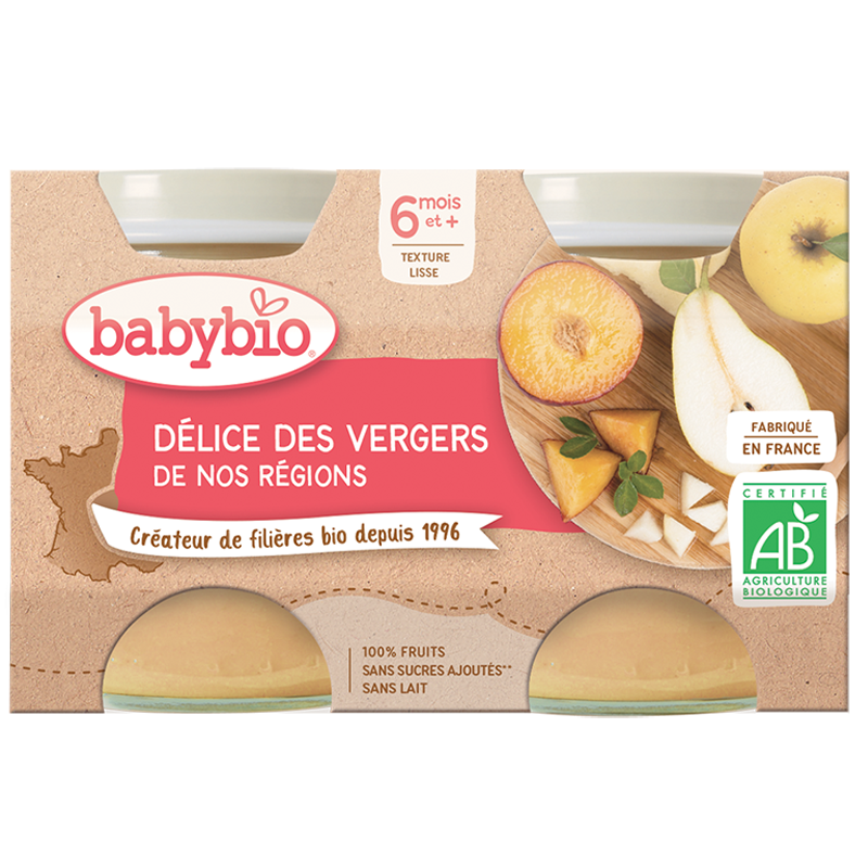 Babybio Délice des Vergers 2x130g – 4 mois Babybio Délice des Vergers 2x130g – 4 mois
