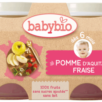Babybio Pomme Fraise 2x130g – 4 mois