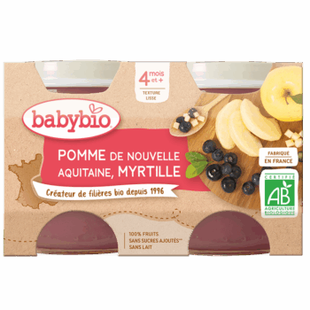Babybio Pomme Myrtille 2x130g – 4 mois