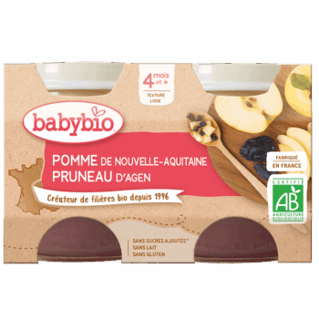 Babybio Petit Pot Pomme Pruneau 2x130g – Dès 4 mois