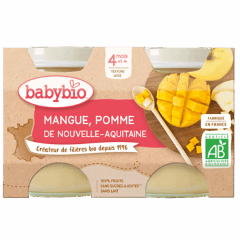 Babybio Mangue Pomme 2x130g – 4 mois