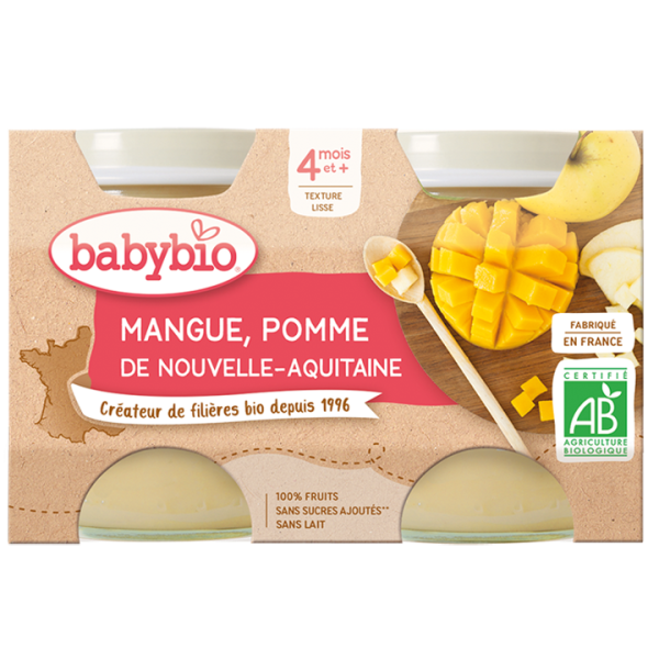 Babybio Mangue Pomme 2x130g – 4 mois