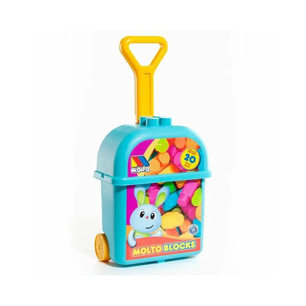 Valise Rose avec 20 blocs Bleu- Molto