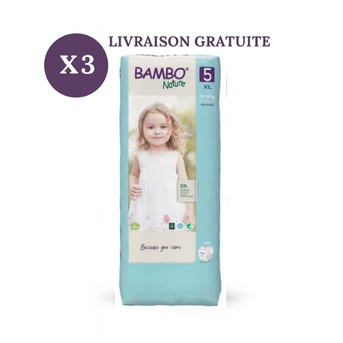 Bambo Nature Pack x3 Couches Écologiques T5 | 132 unités