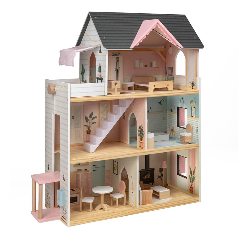 Eurekakids - Maison de poupée pastel en bois 3Ans+