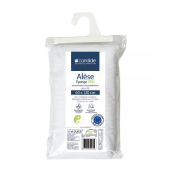 Candide Alèse Éponge 100% Coton – Lit Bébé 120x60 cm (Blanc)
