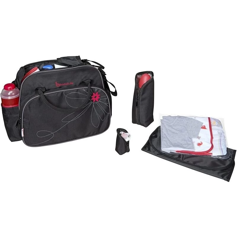 Badabulle sac a langer vintage noir fuschia (1)