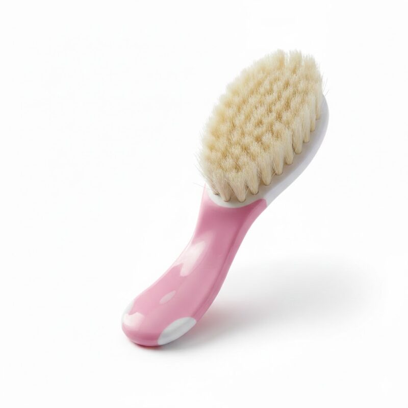 NUK Brosse Poils Naturels - Roseانه وإضاءته الأصلية. 2. *الخلفية:* قم بإزالتها بالكامل واستبدلها بخلفية بيضاء نظيفة ومشرقة (خلفية استوديو). 3. *الظلال:* احتفظ بالظلال الطبيعية للمنتج على الأرضية فقط لجعل الصورة تبدو واقعية وغير مصطنعة. 4. *النتيجة النهائية:* يجب أن تكون الصورة ذات جودة عالية ومظهر احترافي.