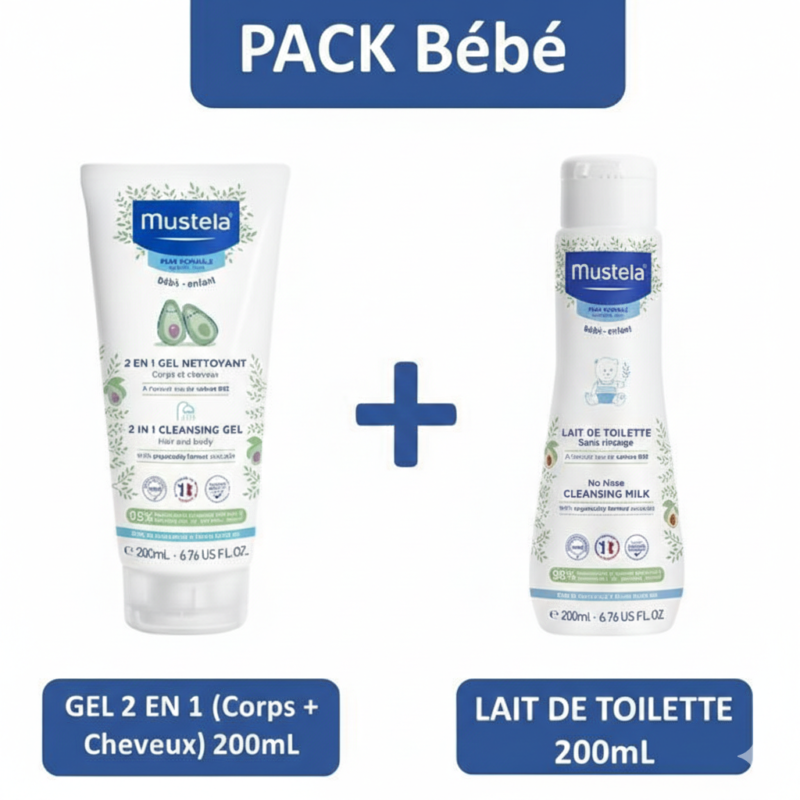 Mustela Pack Bébé – Gel 2-en-1 + Lait de Toilette