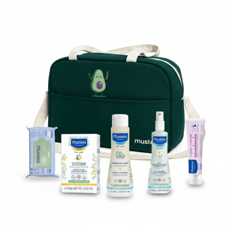 Mustela Coffret de Naissance – 5 Soins Essentiels à l’Avocat BIO + Sac à langer Offert
