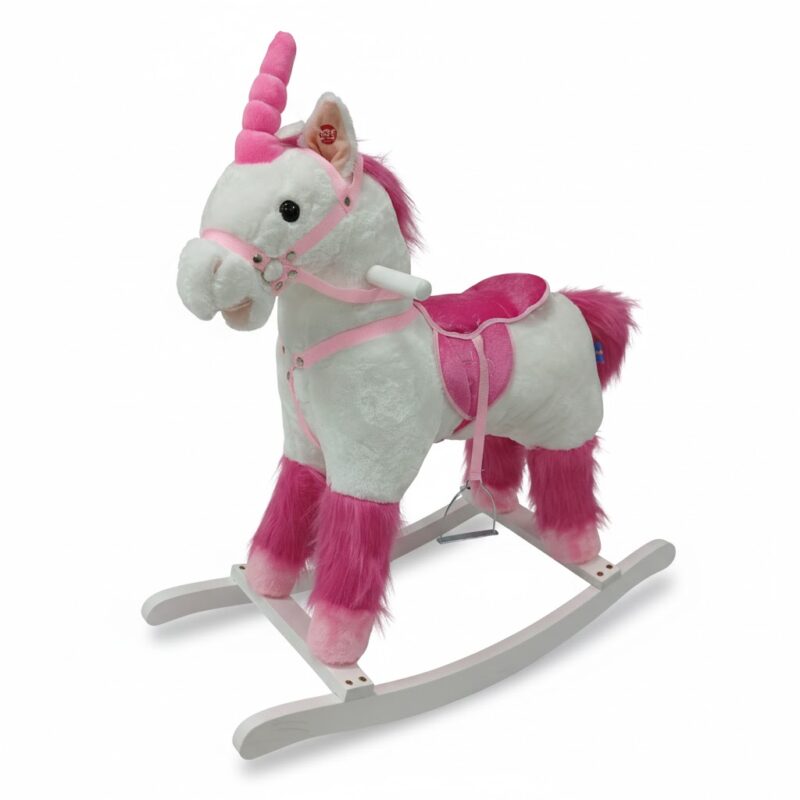 Licorne à Bascule Enfant – Rocking Unicorn Rose et Blanche