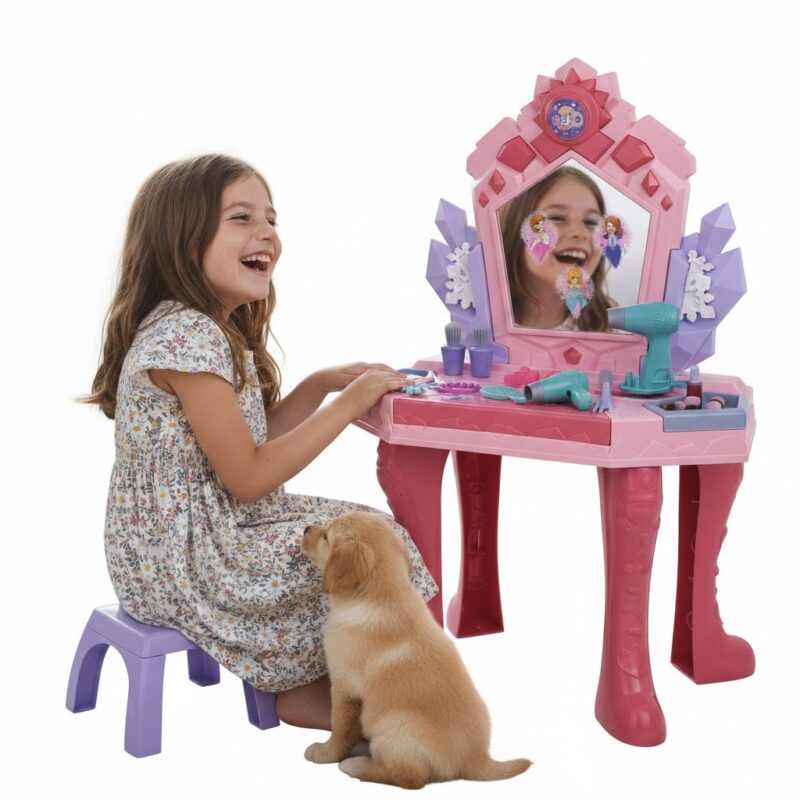 Coiffeuse Enfant Rose Lumière & Musique