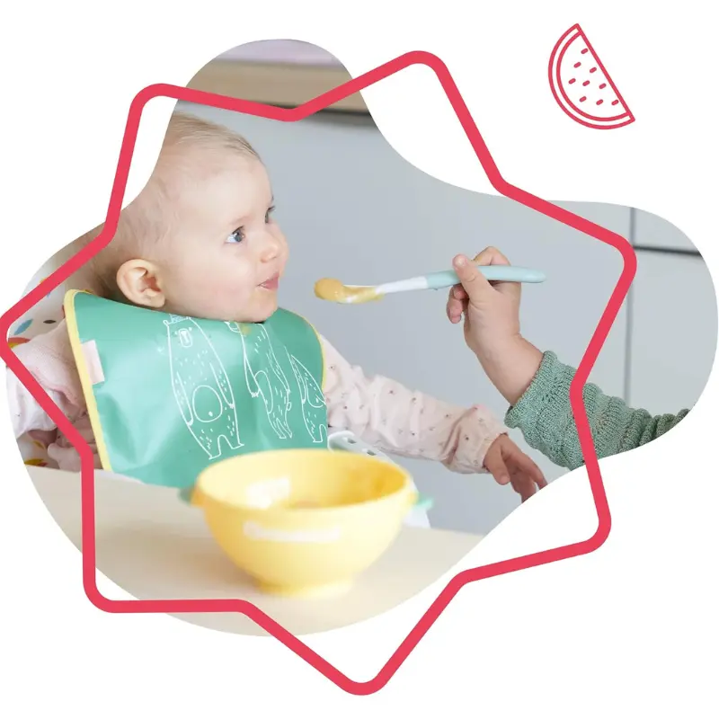 Badabulle Lot de 5 bols ventouse antidérapants 330ml et 3 cuillères 1er âge souples