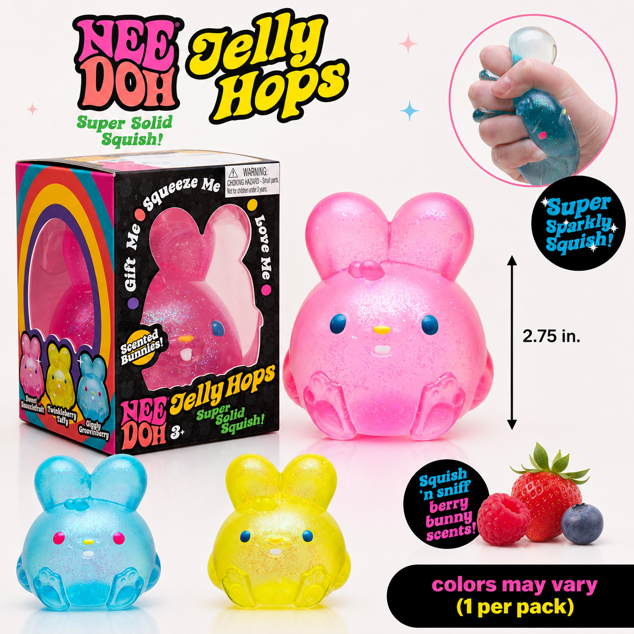 Schylling NeeDoh Jelly Hops – Lapin Squishy Sensoriel – Image 2