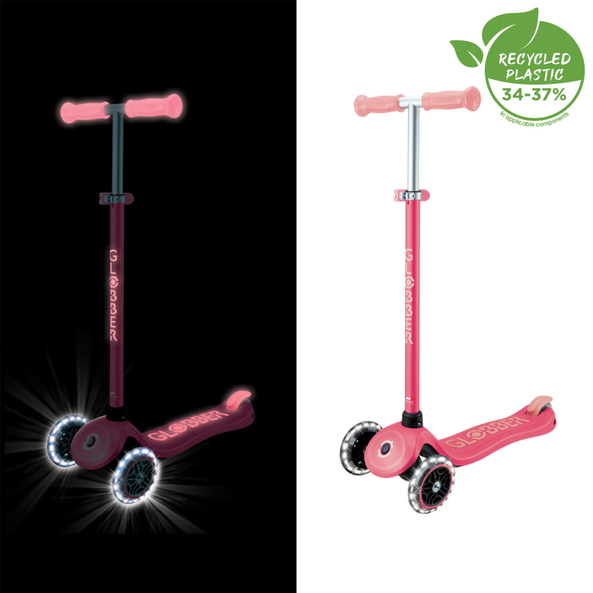 Trottinette Globber PRIMO PLUS LIGHTS GLOW – Rose