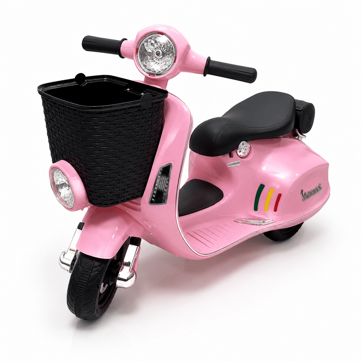 Vespa électrique enfant 12V 3 roues avec panier – Image 3