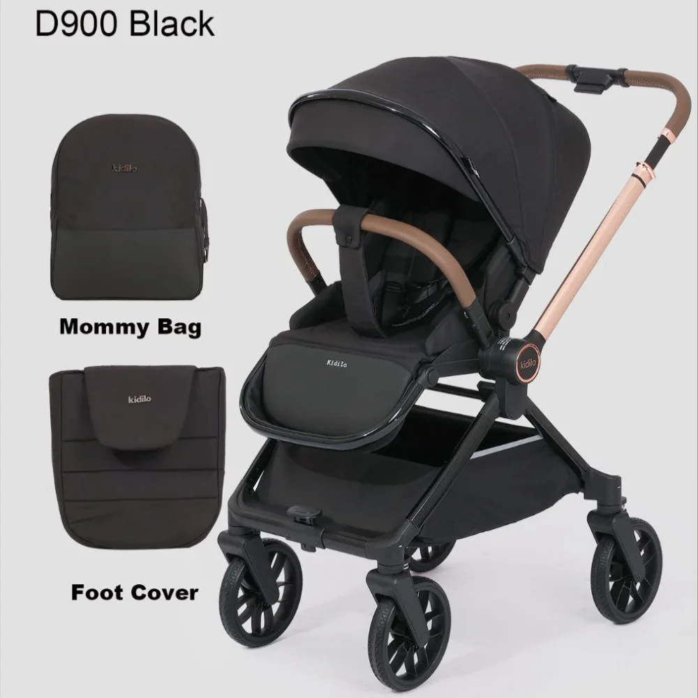 Poussette Trio Kidilo D900 3-en-1 Gold Noir – Image 2