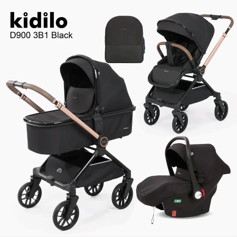Poussette Trio Kidilo D900 3-en-1 Gold Noir